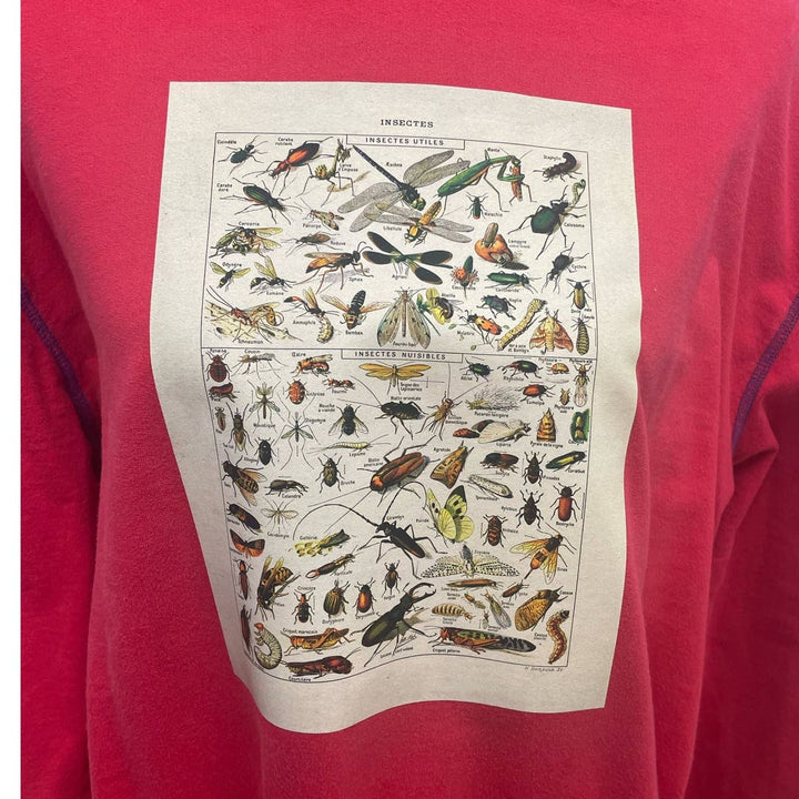 Hand Printed Upcycled XL Vintage Reference Book Insects Page Sweatshirt Hoodie