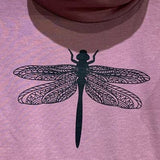 Hand Printed Upcycled Girls Large Dragonfly Long Sleeve Sweatshirt w Pockets