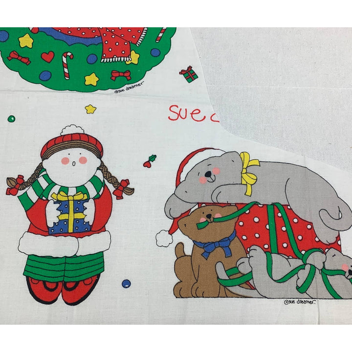 Fabric Country Sue Dreamer Christmas Caroler Santa Craft Sewing Fabric Remnant
