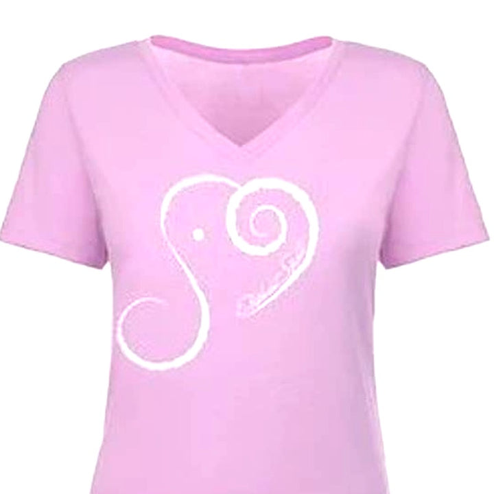 New Hand Printed Blue Elephant Spirit Cotton Blend V-Neck Short Sleeve T-Shirt