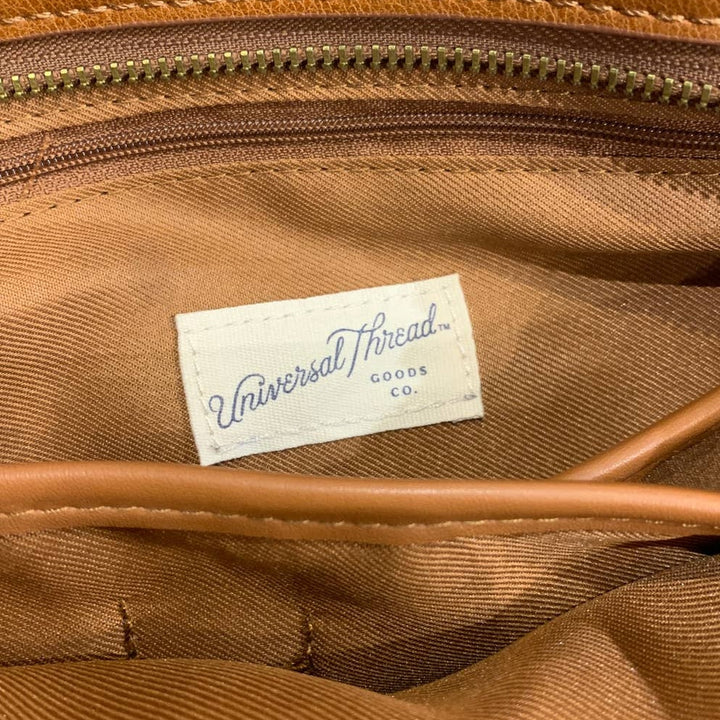 Universal Thread Cognac Brown Faux Leather Small Handbag w Lots of Pockets