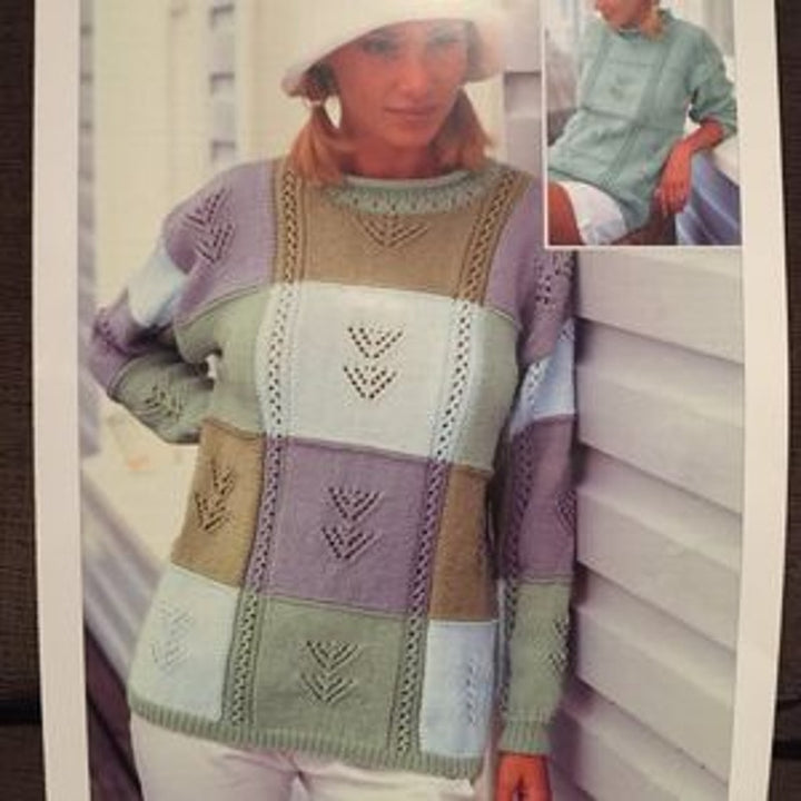 New Sirdar 5699 Tropicana Double Knitting Patchwork Pullover Sweater Pattern