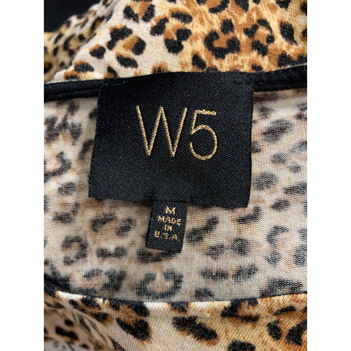 W5 Concepts Medium Leopard Print Long Sleeve Hi Low Stretchy Flutter Back Top