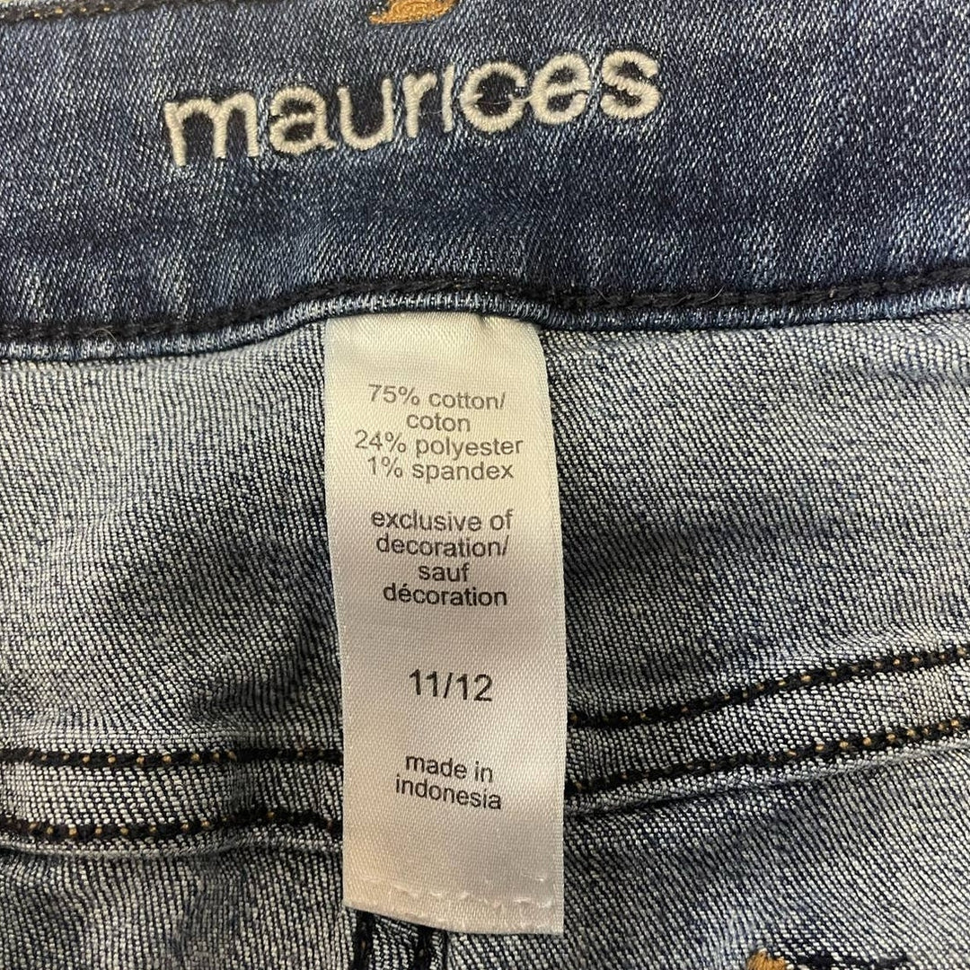 Maurices Juniors 11/12 Cotton Blend Stretch Denim Distressed Rough Hem Jeans
