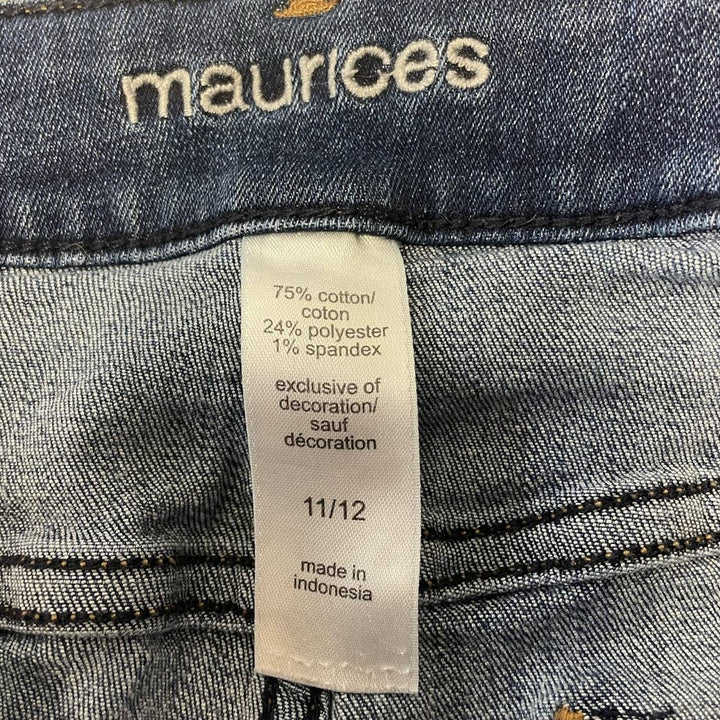 Maurices Juniors 11/12 Cotton Blend Stretch Denim Distressed Rough Hem Jeans
