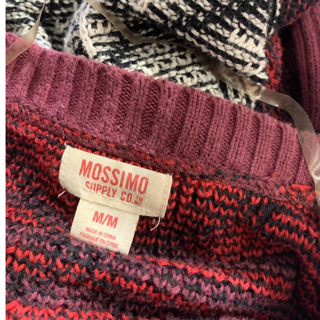 Mossimo Medium Plaid Check Cotton Blend Knit Open Grandpa Cardigan Sweater