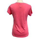New Hand Printed Womens Medium Vintage Book Page Red Rose Flower V-Neck Tee Top