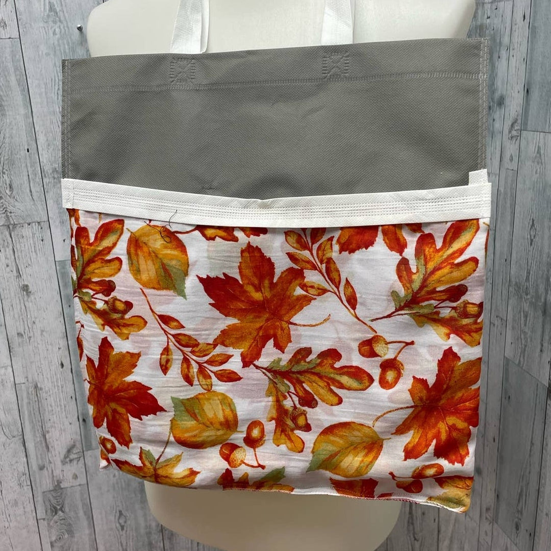 New Upcycled Fall Leaf Handsewn Double Handle Reuseable Shopper Tote Bag