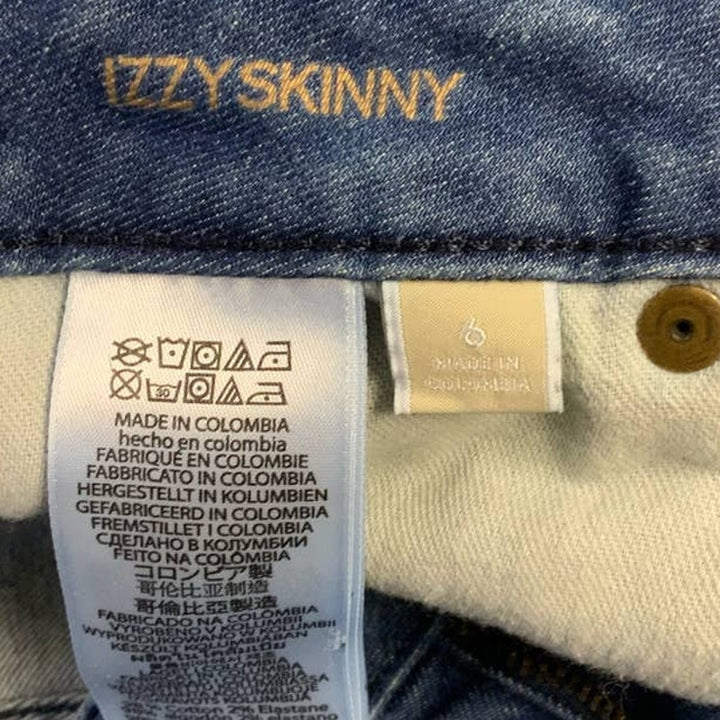 Michael Kors Size 6 Izzy Skinny Rough Hem Dark Wash Stretch Denim Blue Jeans