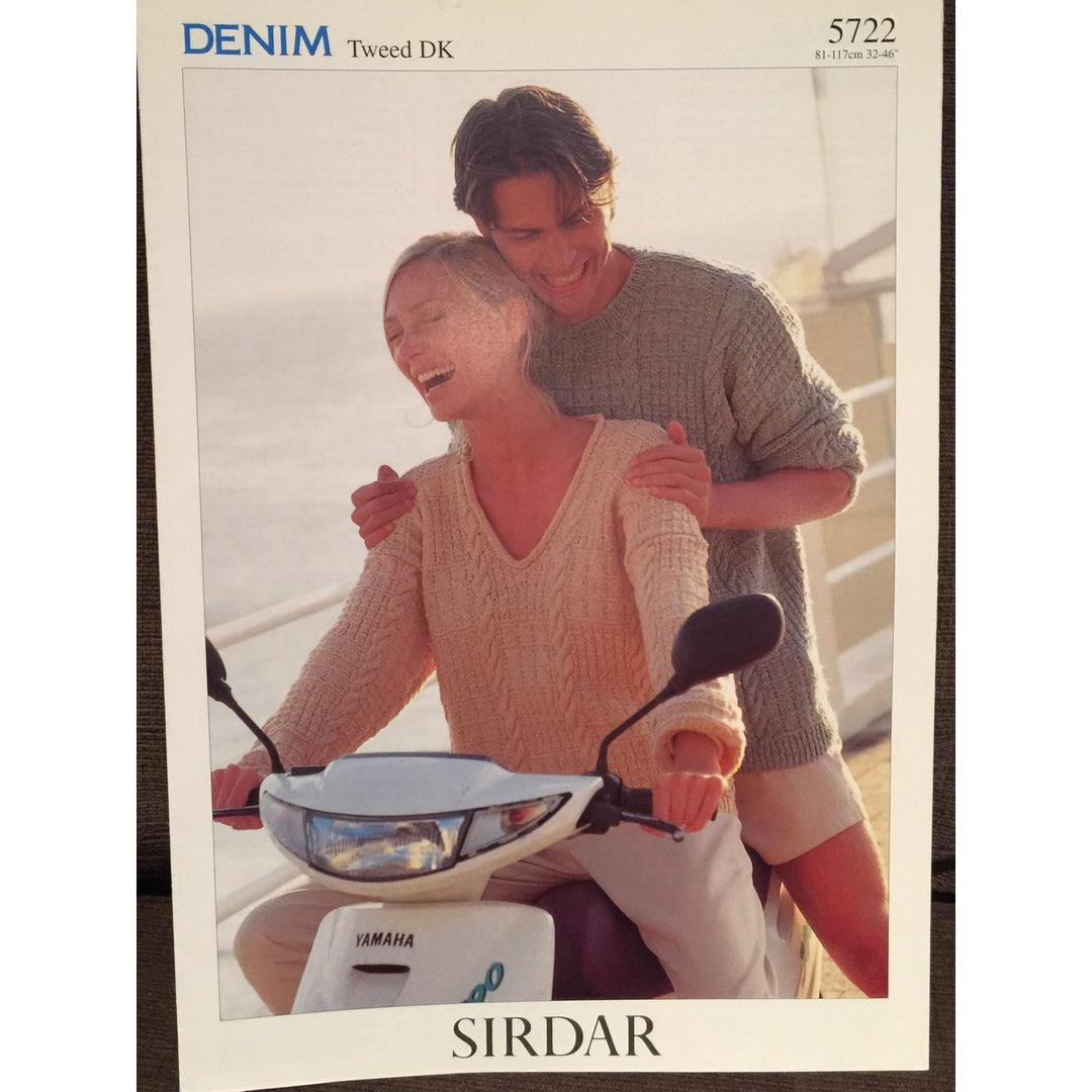 New Sirdar 5722 Denim Tweed DK Mens Womens Pullover Sweater Knitting Pattern