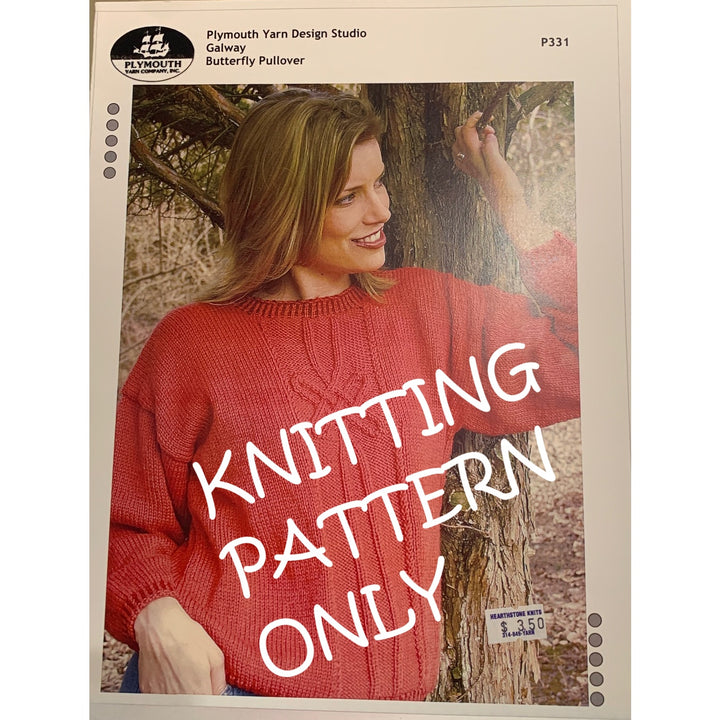 New JoAnne Turcotte Plymouth P331 Galway Butterfly Pullover Knitting Pattern