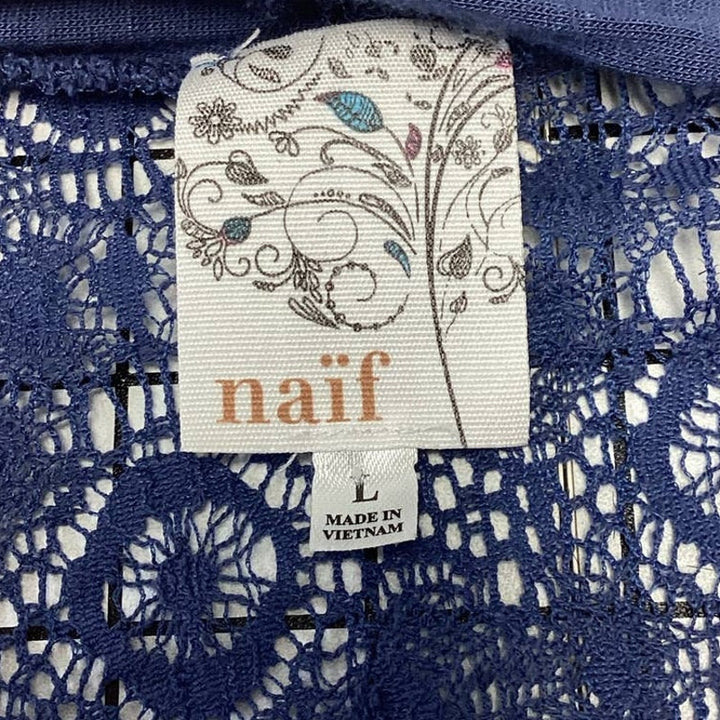 Naif Large Sleeveless Cotton Blend Attached White Tank Top w Flowy Lacy Cardigan