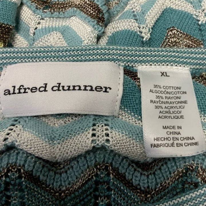 Alfred Dunner XL Chevron Stripe Long Sleeve Crew Neck Metallic Knit Sweater