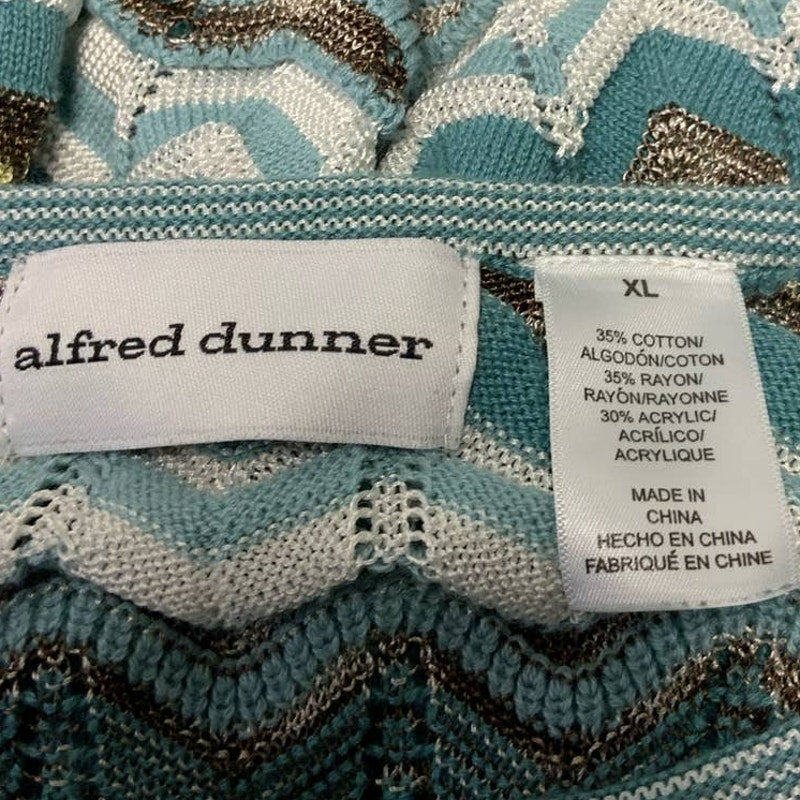 Alfred Dunner Womens XL Chevron Stripe Long Sleeve Crew Metallic Knit Sweater