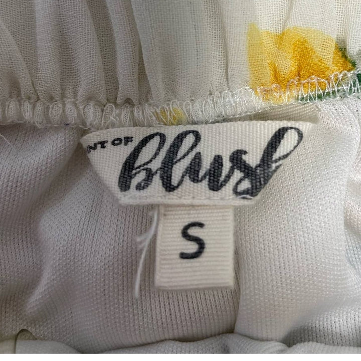 Hint of Blush Small Off Shoulder Sunflower Ruffled Bell Sleeve Polyester Romper
