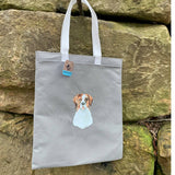 Upcycled Hand Printed Handmade St Bernard Puppy Dog Tote Bag
