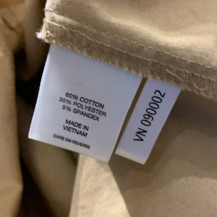 New York &amp; Company Stretch Large Tan Fitted Long Sleeve Half Button Down Blouse