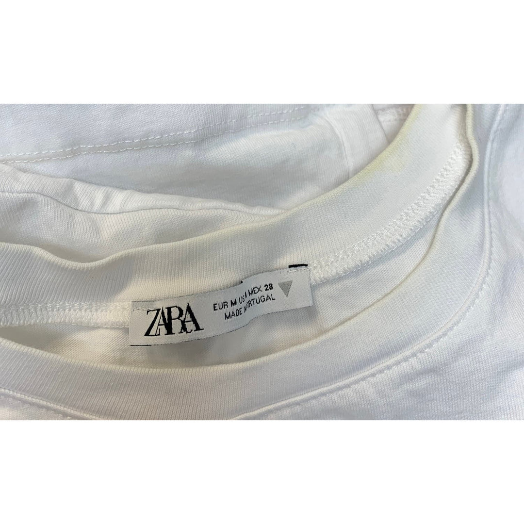 Zara Womens Medium Spanish Village Street Short Sleeve 100% Cotton Tee