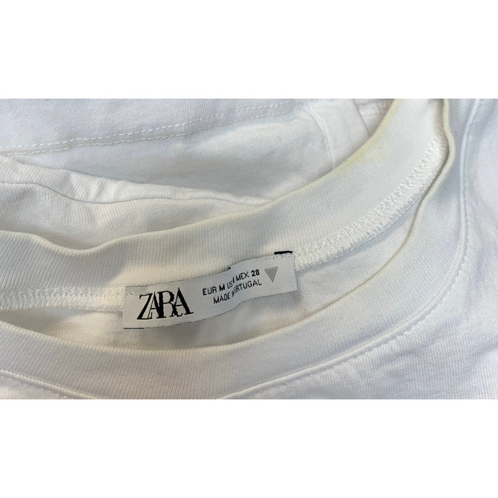 Zara Womens Medium Spanish Village Street Short Sleeve 100% Cotton Tee