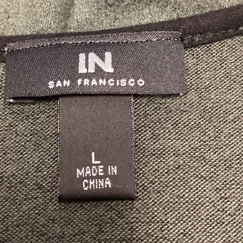 IN San Francisco Large Long Sleeve Deep V Neck A Line Rayon Blend Midi Dress