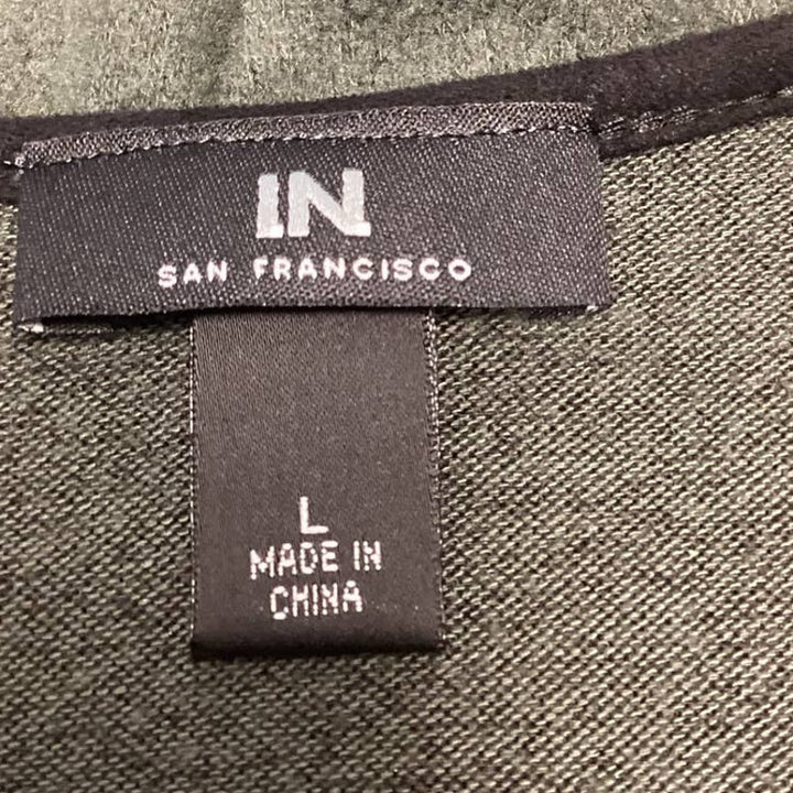IN San Francisco Large Long Sleeve Deep V Neck A Line Rayon Blend Midi Dress