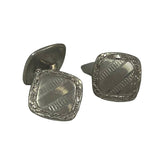 Vintage Pair of Silver Toned Small Square Textured Mens Formal Shirt Cufflinks