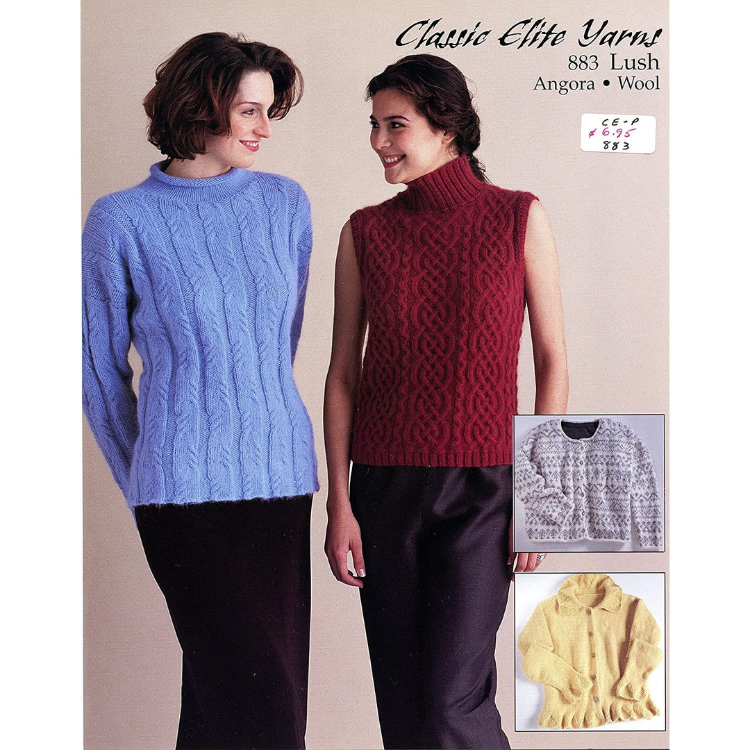 NWT Classic Elite Yarns 883 Lush Angora Wool Sweater Vest Knitting Pattern