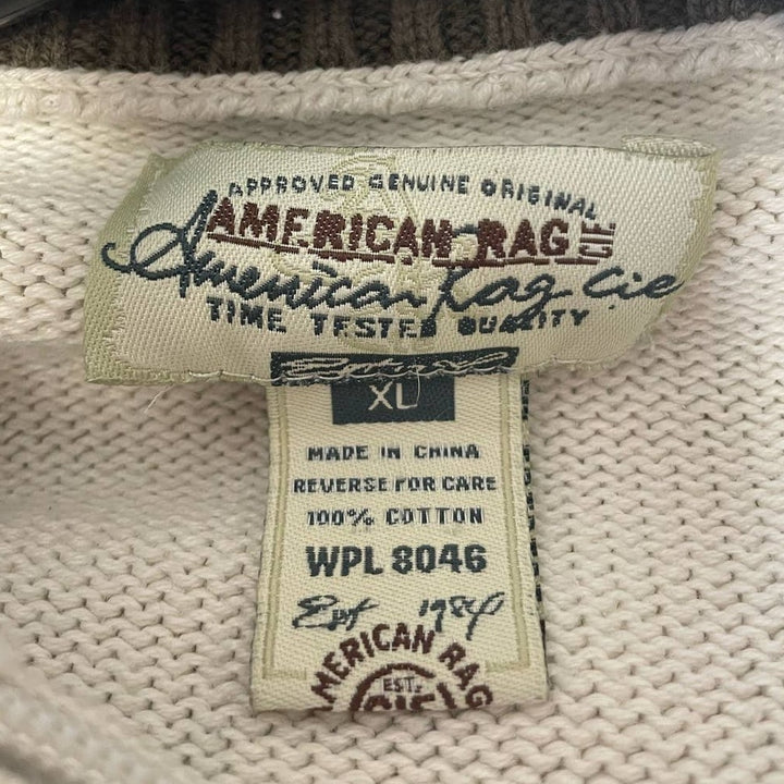 American Rag Mens XL 1/4 Zip Cotton Side Stripe Long Sleeve Pullover Sweater