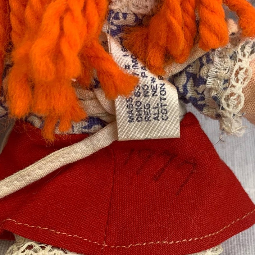 Vintage 1977 Raggedy Ann &amp; Andy Hallmark Cards Small Cloth Yarn Hair Dolls