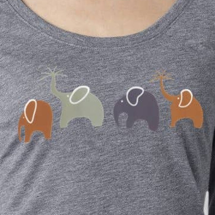 New Alley Design Group Happy Elephant Family Cotton Blend Scoop Neck T-Shirt
