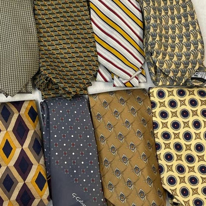 Lot of 14 Brown Gold Tan Vintage &amp; Modern Career Silk Polyester Necktie Ties