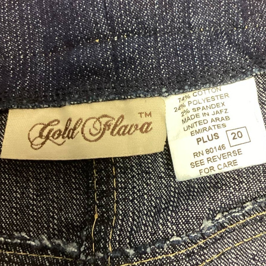 Gold Flava Womens Plus Size 20 Stretch Cotton Denim Straight Leg Blue Jeans