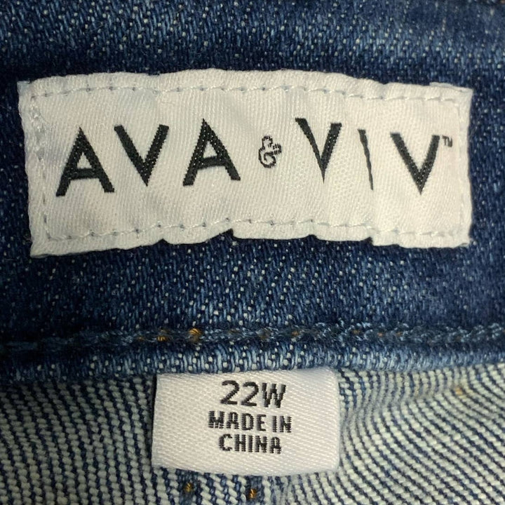 Ava &amp; Viv 22W Stretch Cotton Dark Wash Denim Blue Jean Short Shorts w Pockets