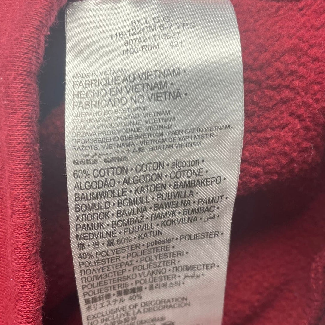 Nike Girls Size 6X Glitter Logo Red Long Sleeve PolyCotton Sweatshirt Hoodie
