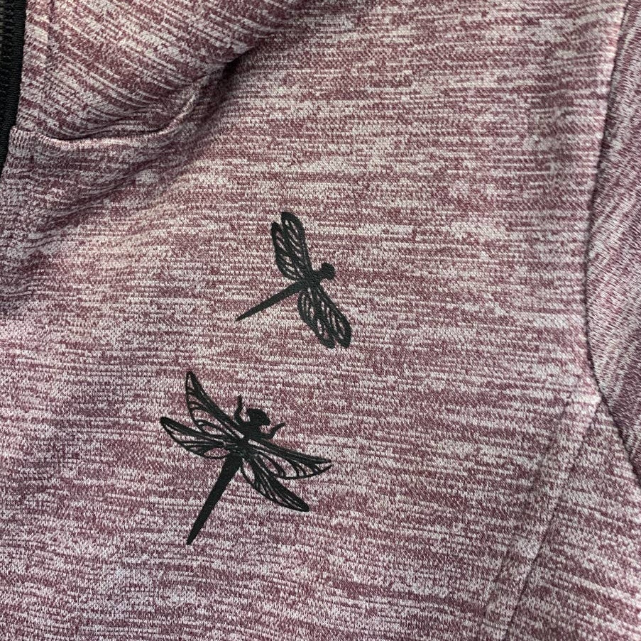 Hand Printed Upcycled Girls Large Dragonfly Full Zip Hoodie Sweatshirt Jacket