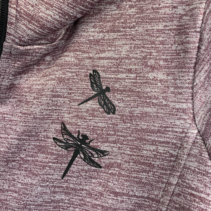 Hand Printed Upcycled Girls Large Dragonfly Full Zip Hoodie Sweatshirt Jacket