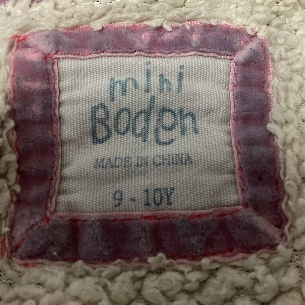Mini Boden 9-10 years Fleece Lined Polka Dot Cotton Blend Full Zip Hooded Jacket