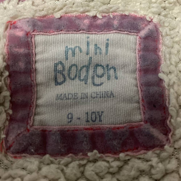 Mini Boden 9-10 years Fleece Lined Polka Dot Cotton Blend Full Zip Hooded Jacket