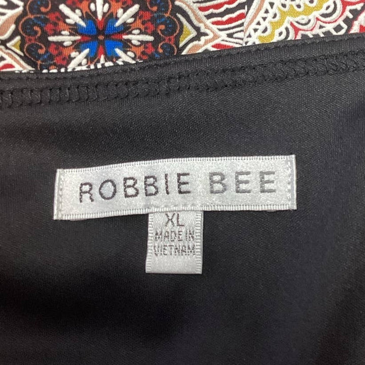 Robbie Bee XL Sleeveless Manadala Print Front Tie Stretchy Polyester Midi Dress