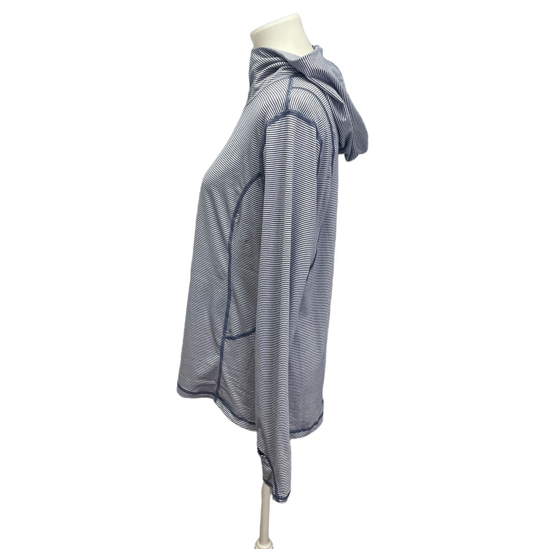 Danskin Now Womens Medium Striped Lightweight Yoga Hoodie w Thumbholes