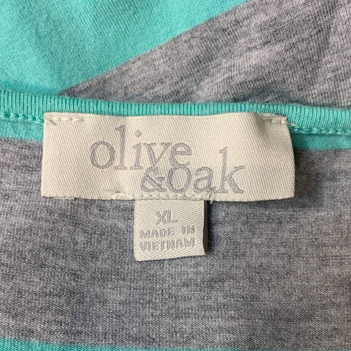 Olive &amp; Oak XL Striped Sleeveless Rayon Blend Stretchy Tee Shirt Dress w Tie