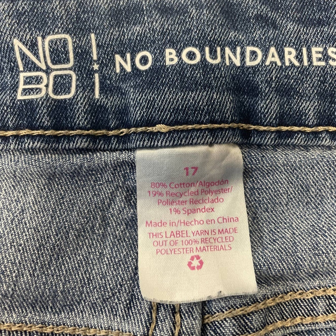 No Boundaries Juniors Size 17 Stretch Cotton Whiskered Denim Blue Jeans