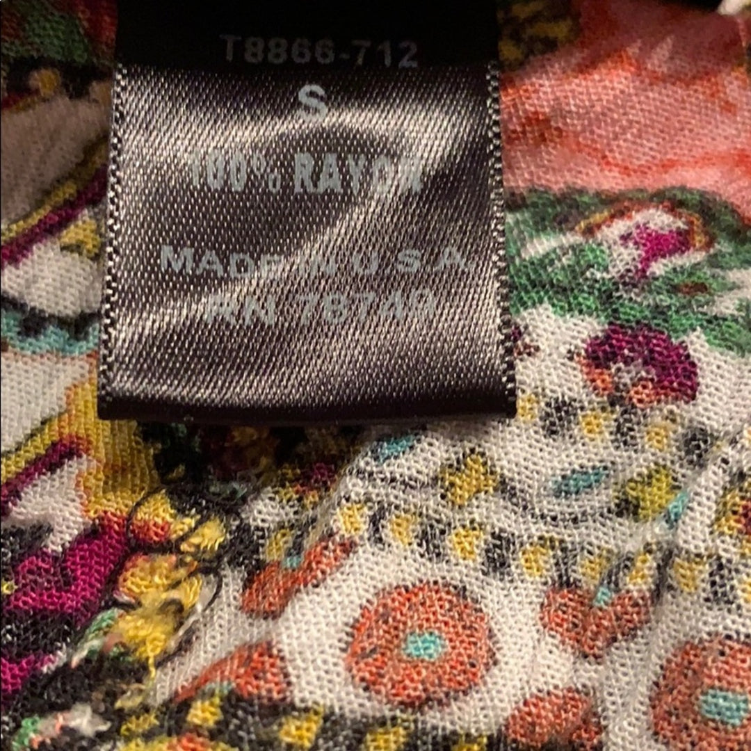 See You Monday Womens Small 100% Rayon Boho Floral Print Strappy Tank Top Blouse
