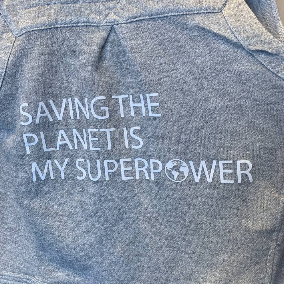 Handmade Upcycled Womens Medium Saving the Planet Superpower Polycotton Vest