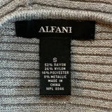 Alfani Small Rayon Blend Silver Metallic Long Sleeve Ribbed Scoop Neck Sweater
