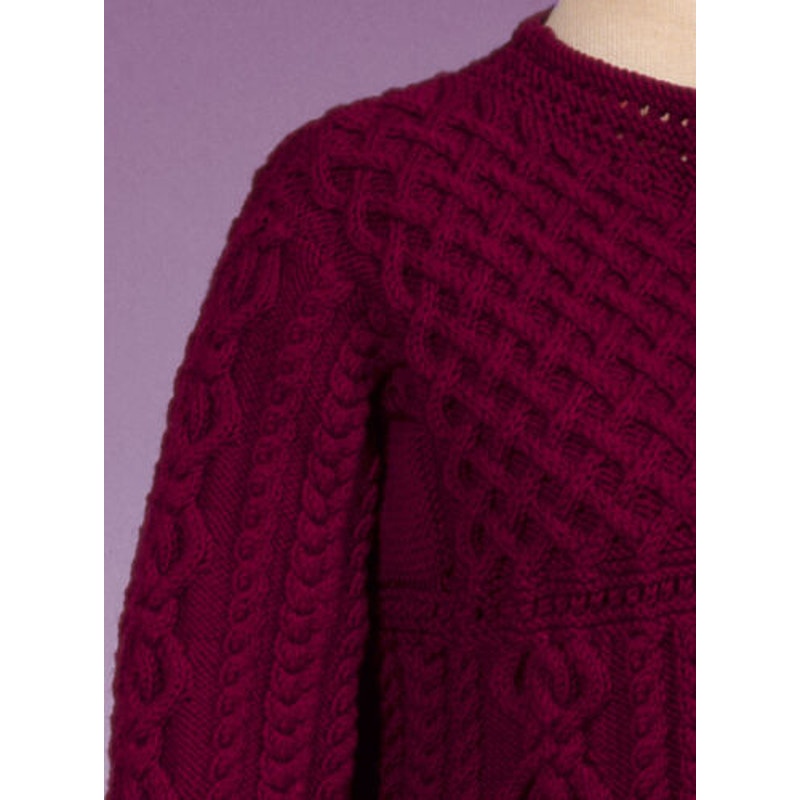 New Sue McCain Vermont Fiber Designs 130 Cable Lattice Pullover Knitting Pattern
