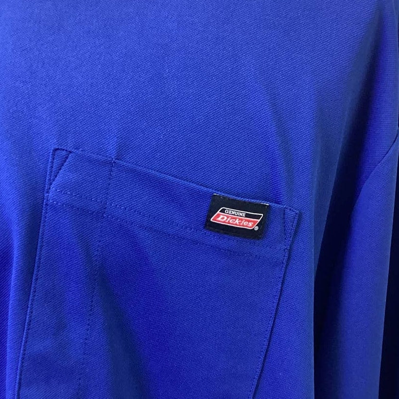 Dickies Mens 3XL Royal Blue Long Sleeve Polyester Crew Neck Tee Shirt w Pocket