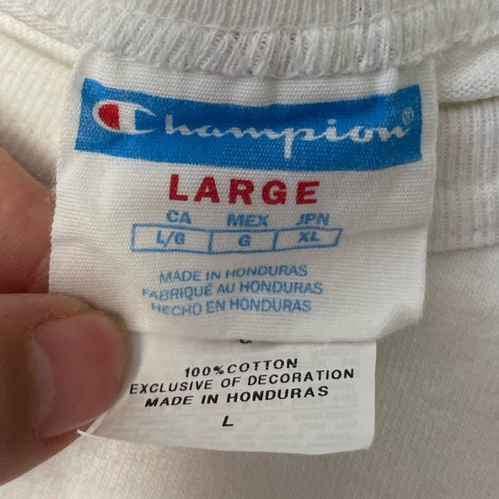 Champion Mens Large 100% Cotton Logo Patch Short Sleeve Crew Neck Tee Shirt
