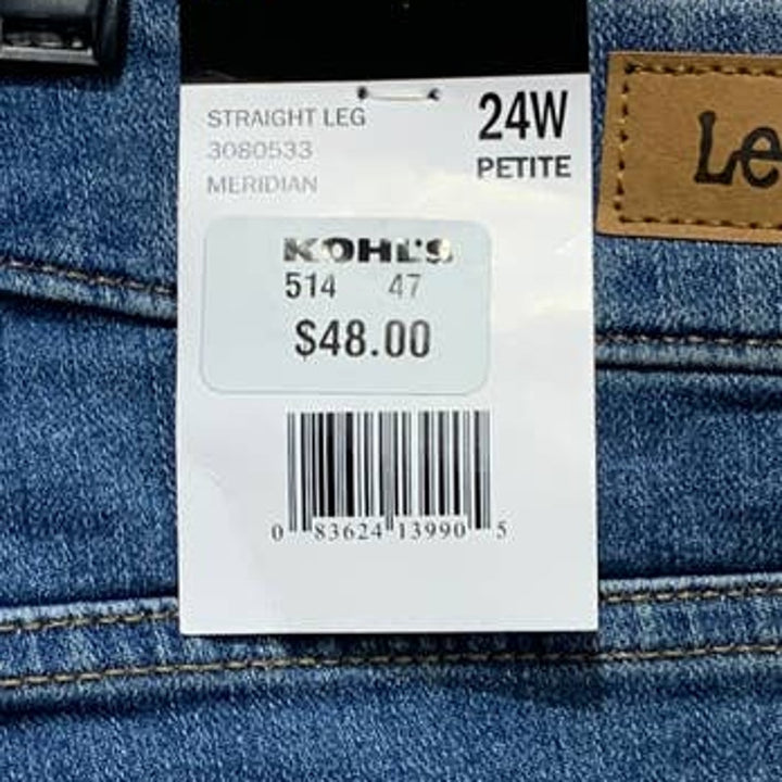 New Lee Womens 24WP Petite Cotton Blend Relaxed Fit Straight Leg Mid Rise Jeans