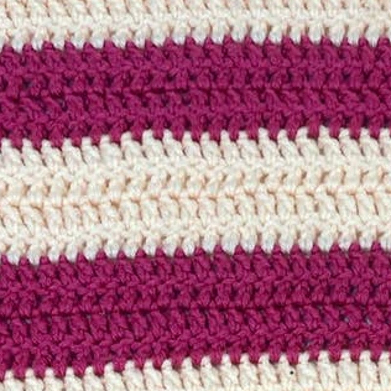 Handmade Vintage Crocheted Hot Pink Stripe Blanket Acrylic Yarn Afghan Throw